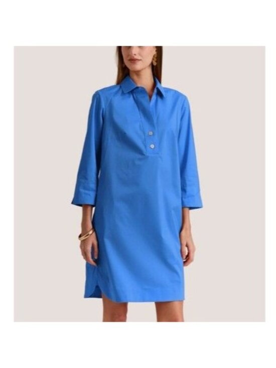 Hinson Wu Dresses & Skirts - Hinson Wu Womens Size L Dress Aileen 3/4 Sleeve Cotton Blue Button-Back